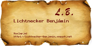 Lichtnecker Benjámin névjegykártya